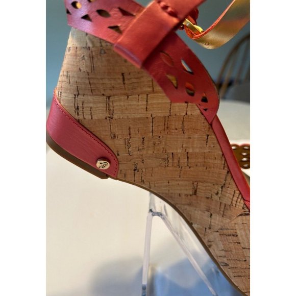 Women's Ivanka Trump Aubrie Size 10 M Pink Leather Wedge Sandals Adjustable - Picture 5 of 10